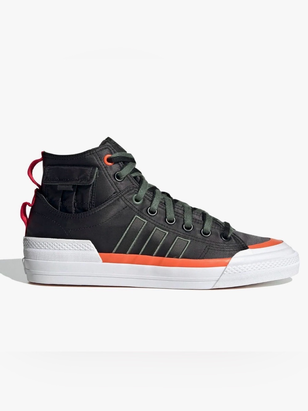 Adidas Nizza Hi Dl Black/Olive High-Top Sneaker with Orange Stripe Sneaker Sz5.5